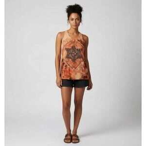 Vintage Orange Geometric Tribal Print Sleeveless Racerback Top Women's Large